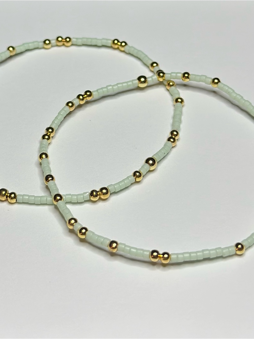 BramFam Beads 14k gold filled Mint Bead Bracelet Set of 2